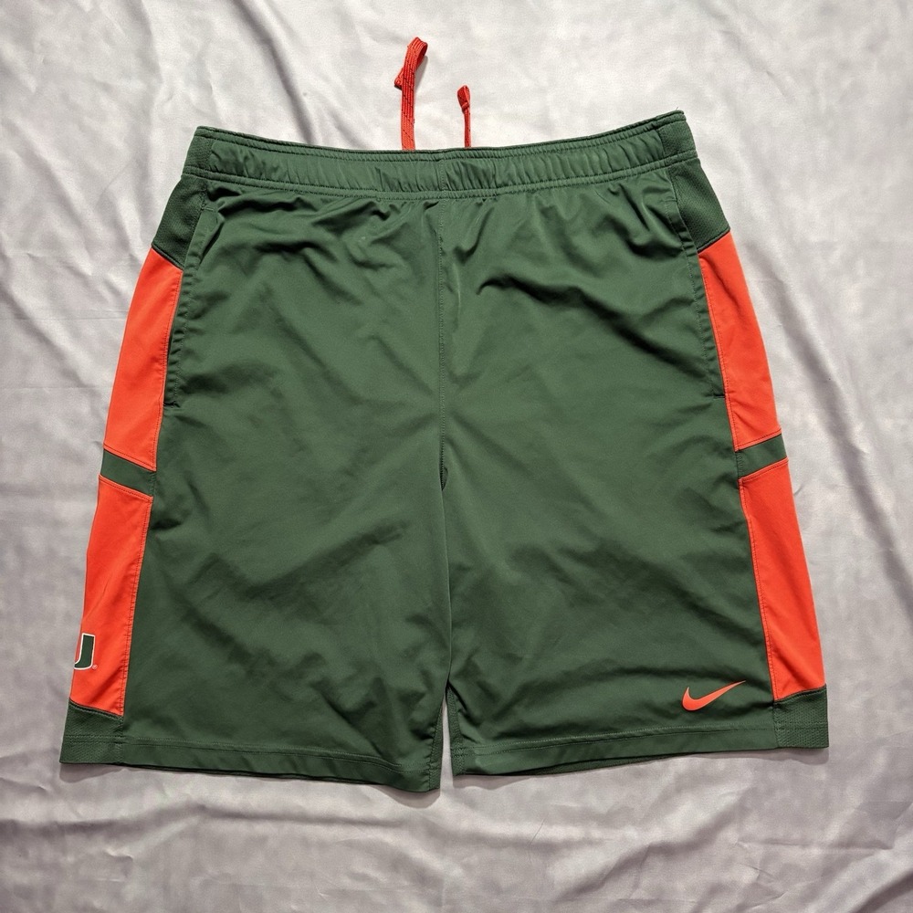 University Of Miami Hurricanes Nike Basketball Shorts Men's Medium Dri Fit Y2K